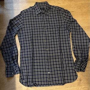 Z Zegna Men's Navy Plaid Shirt